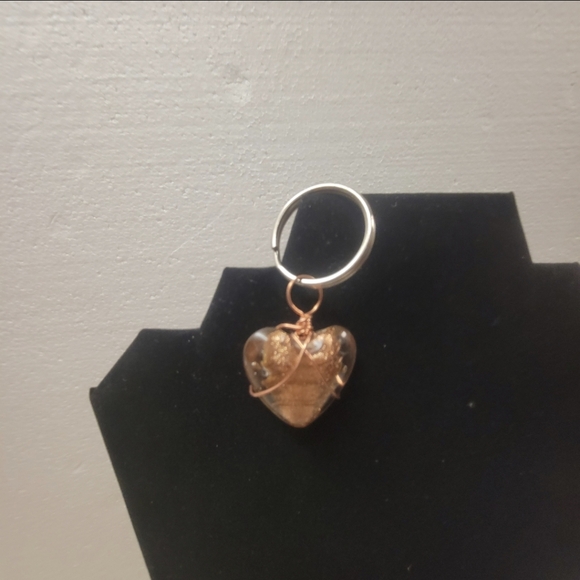 Silver, Copper, and Gold Glitter Heart Key Chain - Picture 2 of 7